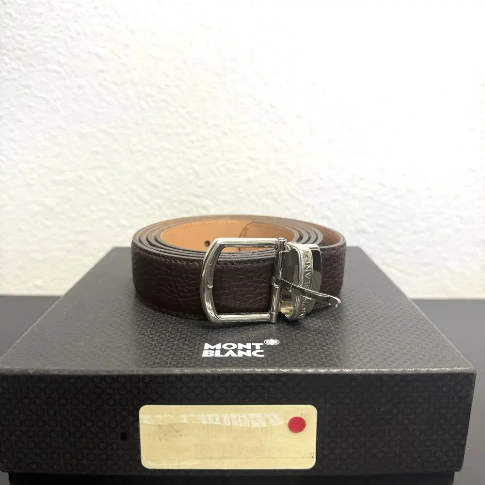 Montblanc Leather Horseshoe Buckle Brown Belt w/ Box
